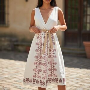 Anthropologie Odd Molly Uncorporated Cross Stitch Embroidered Cotton Dress Sz 2